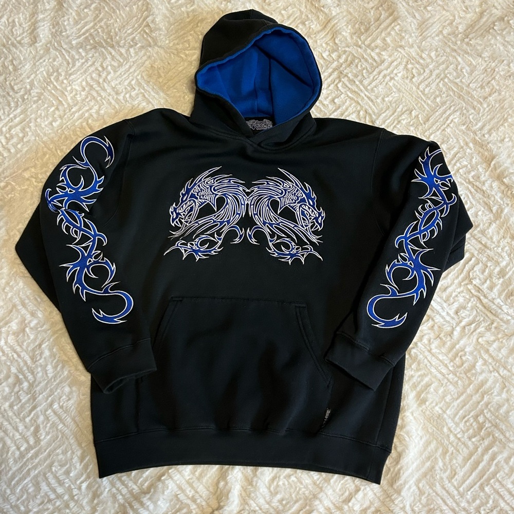 Vintage Y2K Silver Point Pullover Hoodie Size XL runs small